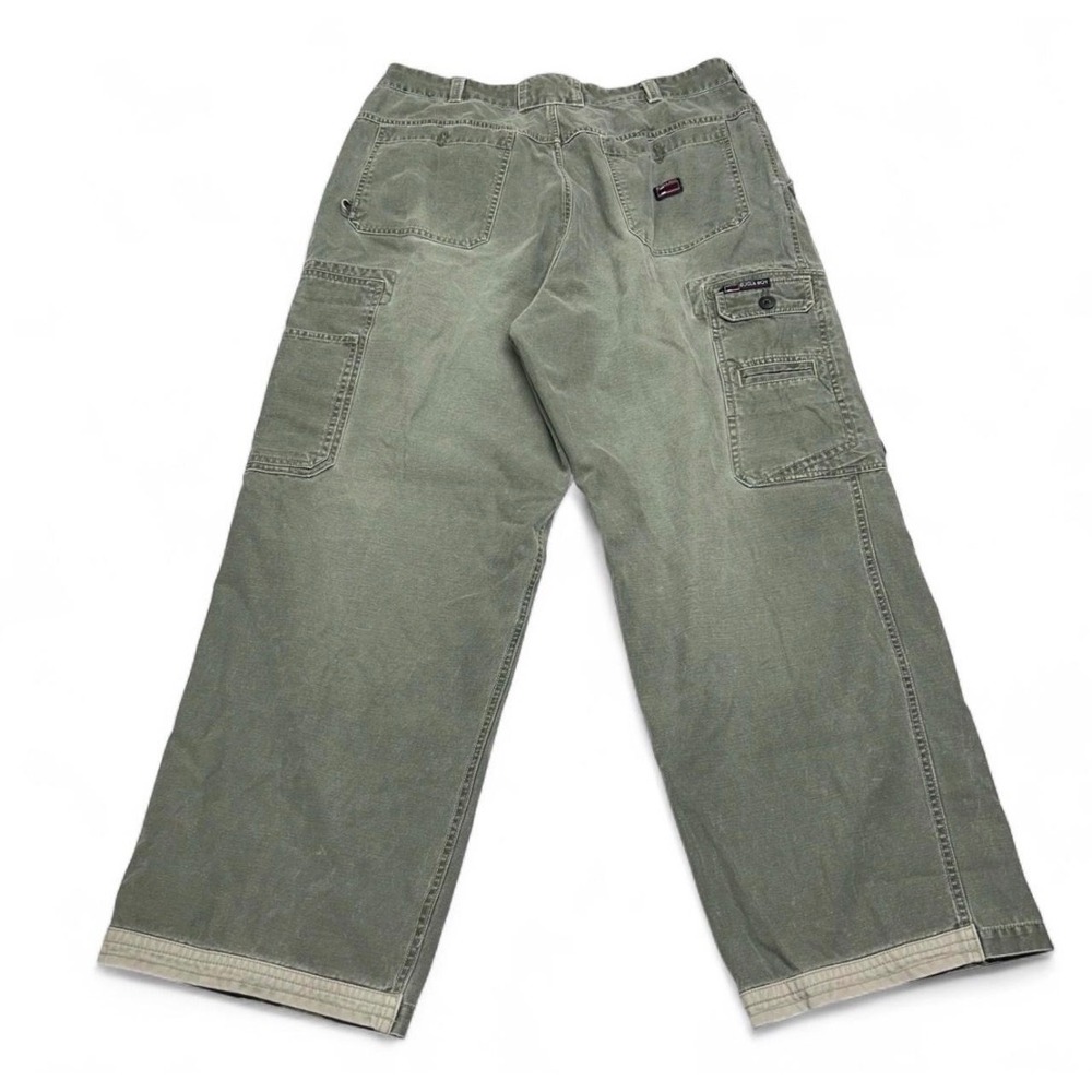 Vintage Bugle Boy Cargo Pants Mens 36x30 Loden Green Wide Leg Workwear